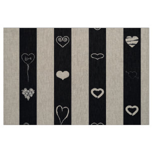 Tecido Bonito Coração Moderno - Stripe Branca Preta