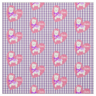Tecido Bonito Llama Heart Gingham Xadrez Rosa Púrpura Bra