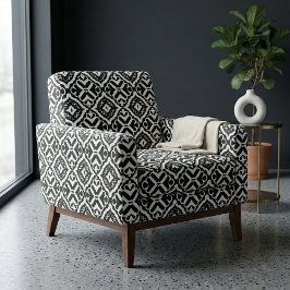 Tecido Bonito padrão geométrico preto e branco Elegante