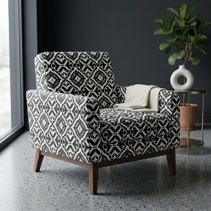 Tecido Bonito padrão geométrico preto e branco Elegante