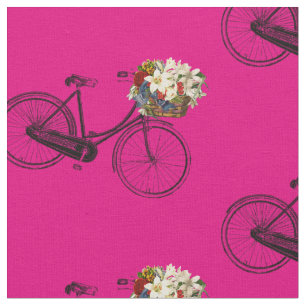 Tecido bonito primavera de flor de bicicleta rosa