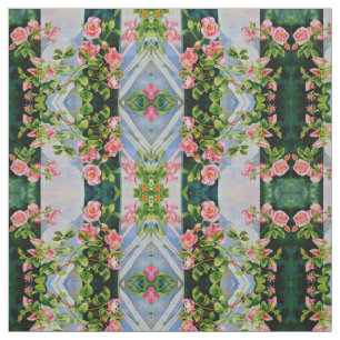 Tecido Bonito rosa-boho, rosas vermelhas, flor-aquarela