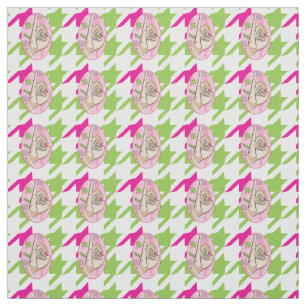 Tecido Bonito, rosa e roedor verde