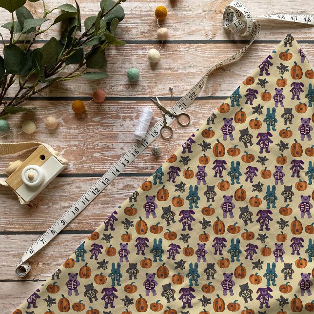 Tecido Bons animais de esqueleto e abóboras no Halloween (Criador carregado)