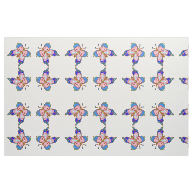 Tecido Borboleta azul e rosa (Fat Quarter)