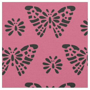 Tecido Borboleta cor-de-rosa