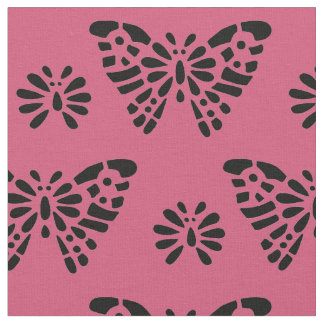 Tecido Borboleta cor-de-rosa