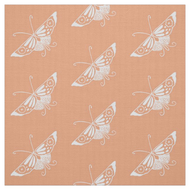 Tecido Borboleta Deco Estilizada, Pêssego Pastel (Modelo)