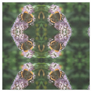 Tecido Borboleta do Almirante Vermelho e Buddleia Patterf