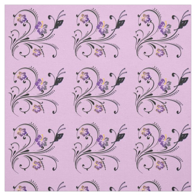 Tecido Borboleta e flores (Modelo)