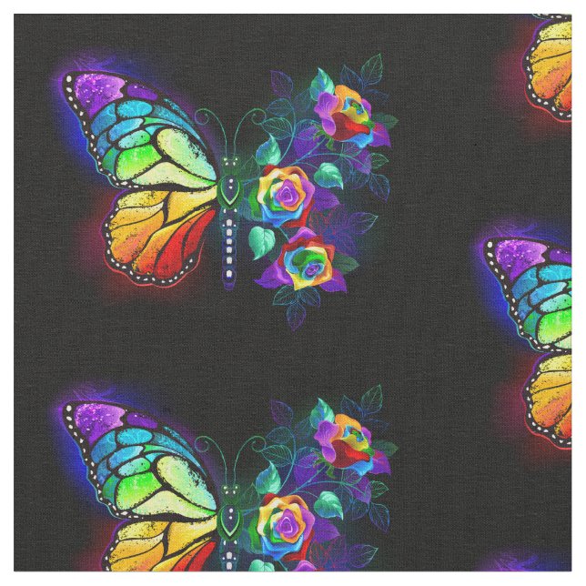 Tecido Borboleta-flor-arco-íris (Detalhe)