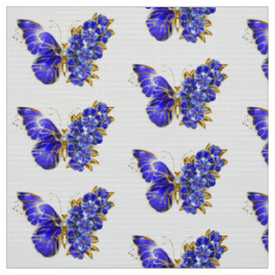 Tecido Borboleta Flor Sapphire
