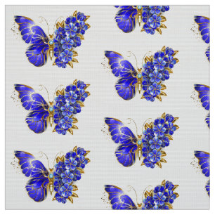 Tecido Borboleta Flor Sapphire