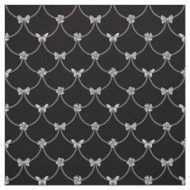 Tecido Borboleta Floral Natural de Prata Moderna de Luxo