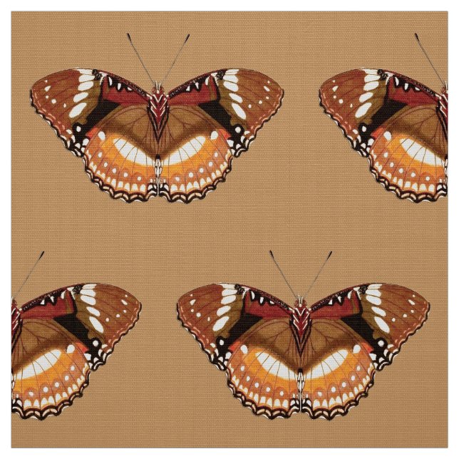 Tecido Borboleta Monarca em Castanho, Ferrugem e Creme (Modelo)
