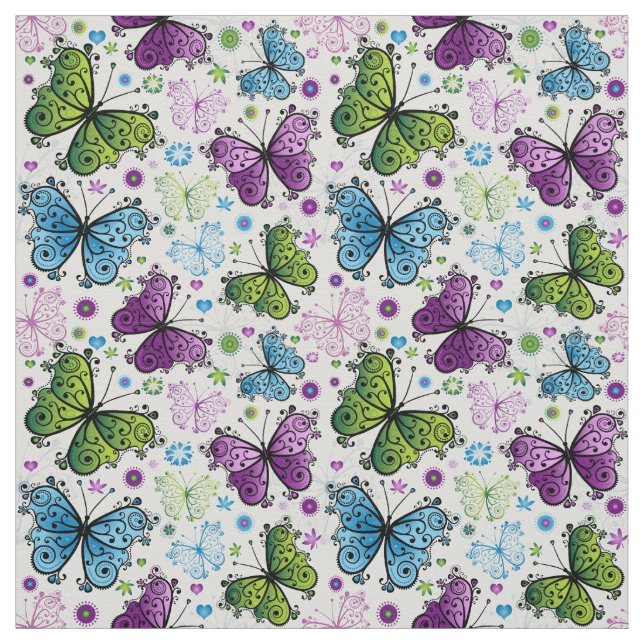 Tecido Borboleta Retro Hippy Trippy (Modelo)