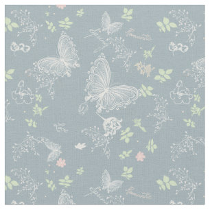 Tecido Borboletas Brancas Delicadas
