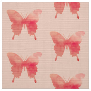 Tecido Borboletas de Aquarela - Coral e Pêssego