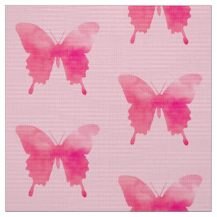 Tecido Borboletas de Aquarela - Fúcsia e Rosa