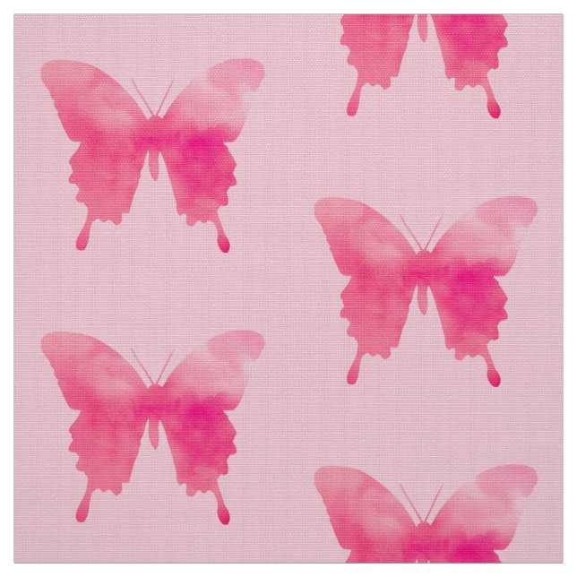 Tecido Borboletas de Aquarela - Fúcsia e Rosa (Modelo)