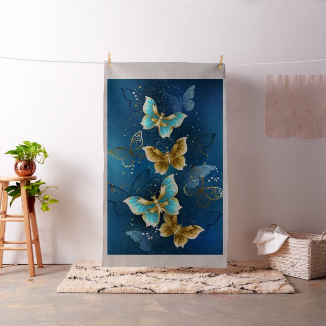 Tecido Borboletas de ouro (In Situ)