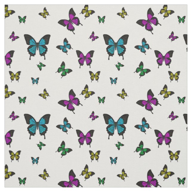 Tecido Borboletas multicoloridas, Borboleta de cauda supe (Modelo)