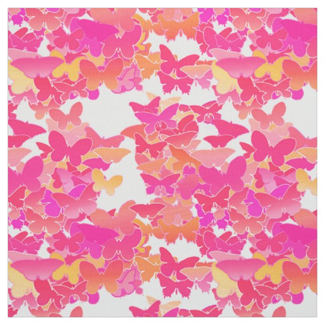 Tecido Borboletas, rosa, fúcsia e coral (Modelo)