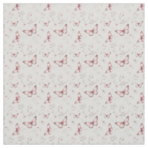 Tecido Borboletas rosa-reluzente Pastel Elegância Floral