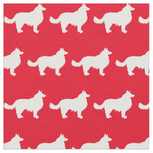Tecido Borda Coca-Collie Silhouette Pet Red