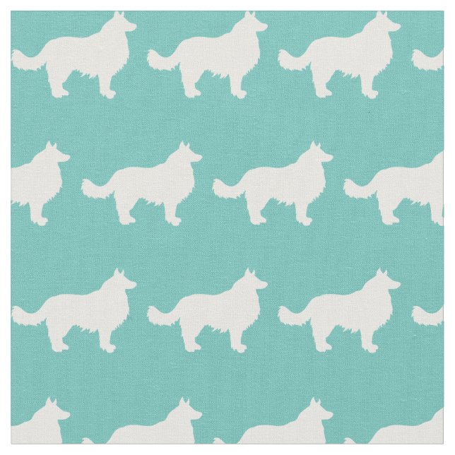 Tecido Borda Coca-Collie Silhouette Pet Teal (Detalhe)