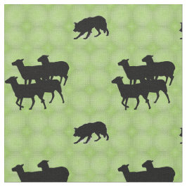 Tecido Borda Silhuetada Collie Herding Sheep