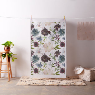 Tecido Bordô, Bege-Rosa e Floral Azul-Marinho