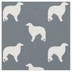 Tecido Borzoi Dog Breed Silhouettes
