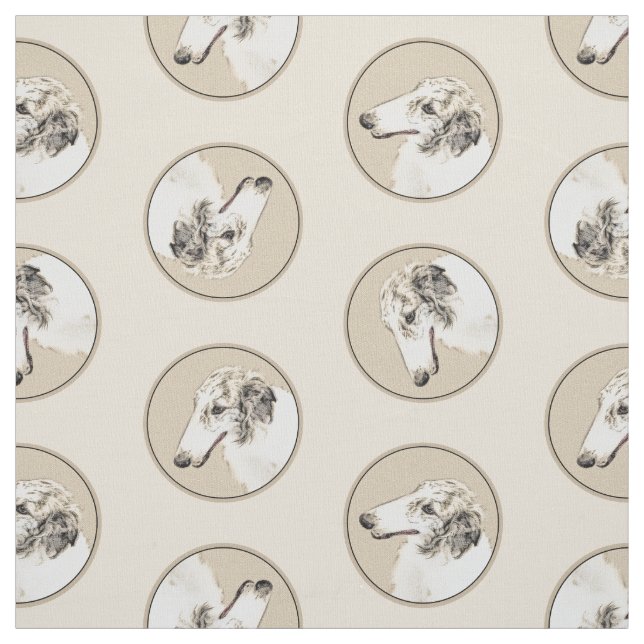 Tecido Borzoi Silver Brindle Pintando a Arte de Cachorro  (Modelo)