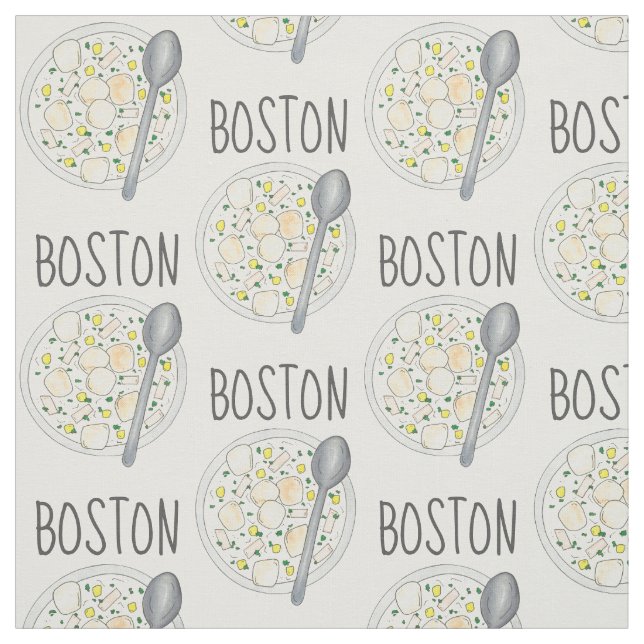 Tecido BOSTON Massachusetts Clam Chowder Foodie Soup MÃES (Modelo)
