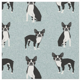 Tecido Boston Terrier cachorros azul claro