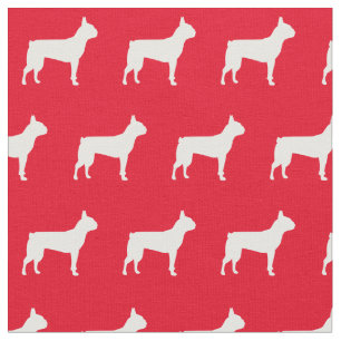 Tecido Boston Terrier Dog Silhouette Pet Red