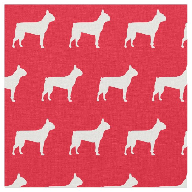 Tecido Boston Terrier Dog Silhouette Pet Red (Detalhe)