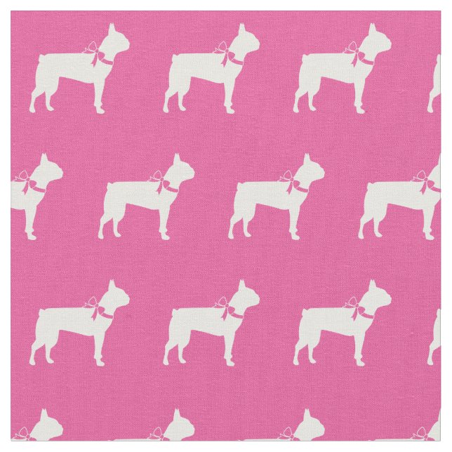 Tecido Boston Terrier Dog Silhouket rosa (Detalhe)