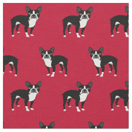 Tecido Boston Terrier dogs vermelho