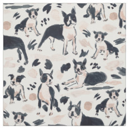Tecido BOSTON TERRIERS Watercolor Cog