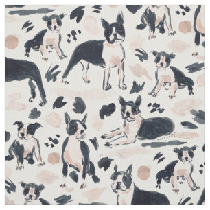 Tecido BOSTON TERRIERS Watercolor Cog