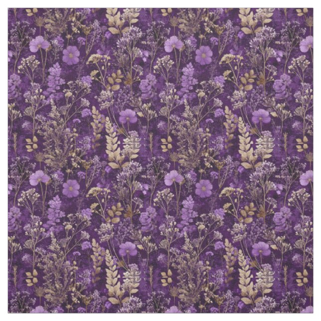 Tecido Botânico Roxo Rústico Floral Ousado Vintage (Modelo)