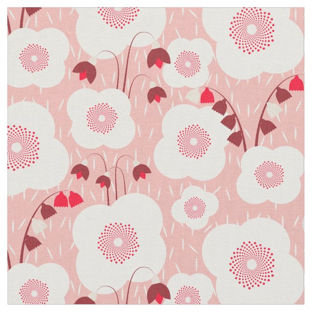 Tecido Botânicos Neutros - Populações cor-de-rosa (Detalhe)