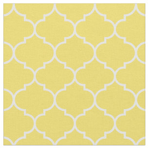 Tecido Botão Quatrefoil Marroquino Amarelo e Branco