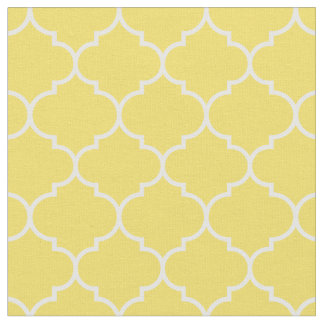 Tecido Botão Quatrefoil Marroquino Amarelo e Branco