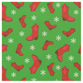 Tecido Botas do cowboy ocidental natalino em vermelho e v