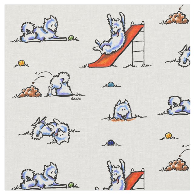 Tecido Branca de Samoyeds de Playground (Detalhe)