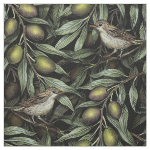 Tecido Branches e Warblers de Oliva