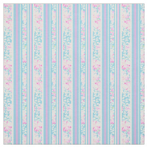 Tecido Branco cor-de-rosa dos azul-céu das listras
